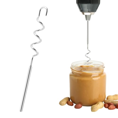Erdnussbutter-Rührwerkzeug, Edelstahl-Bohrer, Mutter-Butter-Rührer, schnelles Mischen, Rührgerät, Handmixer, elektrischer Aufsatz zum Mischen verschiedener Erdnussbutte-r-Marmelade (Farbe: Silber) von NOWHYX