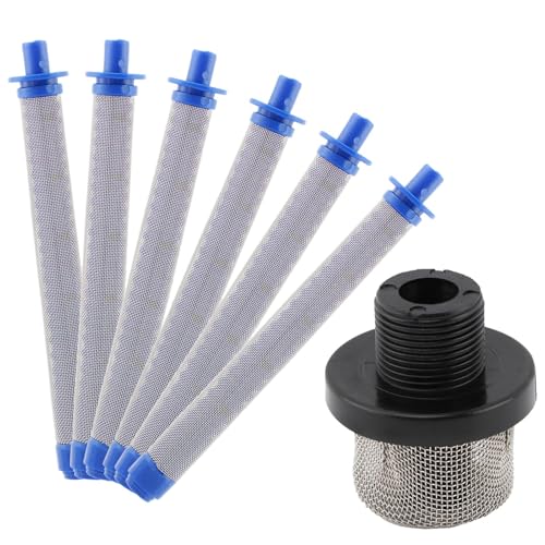 Ersatzfilter-Set, 1 Stück 288716 1,9 cm Einlasssiebgewinde und 6 Stück 288749 Airless-Spritzpistolen-Filterkombination, passend für Airless-Farbspritzpistole (Farbe: Blau + Schwarz) von NOWHYX