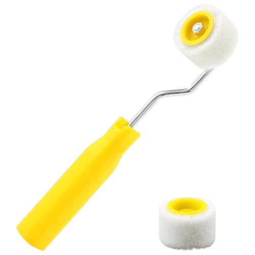 Mini-Farbrollen zum Ausbessern von Kanten oder Ecken, extra kleine Wollpinsel, kleines Malwerkzeug für Präzisionsmalerei, kleine Oberflächenausbesserungen (Größe: 1 Pinsel + 2 Rollen) von NOWHYX