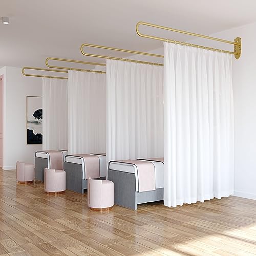 Paravent Raumteiler Innen Privatsphäre Raumteiler Vorhangstange Wand, Schönheitssalon Vorhänge Trennwand/ Trennwände Paravents Mit U-förmigen Metallstangen Stangen, Rosa Gelb Weiß Blau Braun Vorhänge von NOWLIN