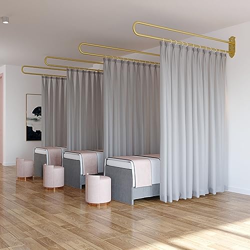 Paravent Raumteiler Innen Privatsphäre Raumteiler Vorhangstange Wand, Schönheitssalon Vorhänge Trennwand/Trennwände Paravents Mit U-förmigen Metallstangen Stangen, Rosa Gelb Weiß Blau Braun Vorhänge von NOWLIN