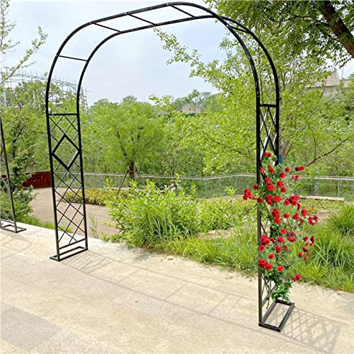 NOWORO Gartenbogen Rankgitter Metall Rosenbogen 180cm 200cm 220cm 260cm 380cm Breite,Hochzeitsbogen Rankbogen mit Basis,Torbogen für Kletterpflanzen Rosen (Color : Schwarz, Size : 220x270cm/87x106) von NOWORO