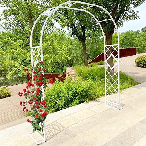 NOWORO Gartenbogen Rankgitter Metall Rosenbogen 180cm 200cm 220cm 260cm 380cm Breite,Hochzeitsbogen Rankbogen mit Basis,Torbogen für Kletterpflanzen Rosen (Color : Weiß, Size : 380x230cm/150x90.5") von NOWORO