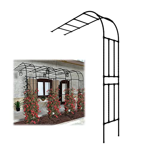 Rosenbogen Halb Rankgitter Pergola Metall 75/120/150/225/325/375 cm breit für Kletterpflanzen Reben im Freien Rasen Hinterhof Schwarz/Weiß Wetterbeständig Rankhilfe Gartenbogen ( Color : Schwarz , Siz von NOWORO