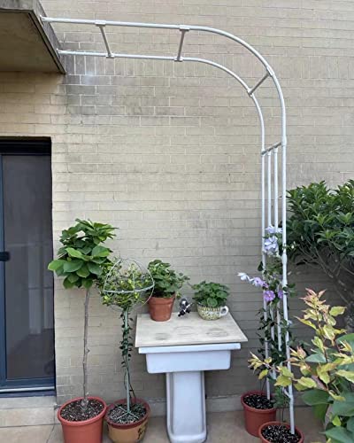 Rosenbogen Rankgitter Halbbogen Gartenlaube 90x240x40cm 200x267x50cm 350x267x50cm Rankhilfe Metall Rankbogen Halb für Kletterpflanzen Rosen Blumen, Pergola Rasen Hinterhof, Schwarz/Weiß ( Color : Weiß von NOWORO