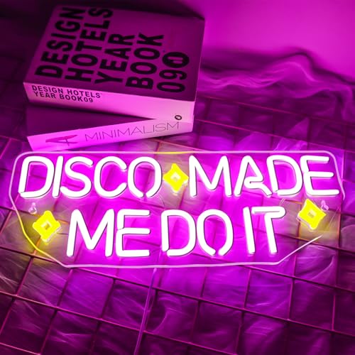 NOXET Disco Made Me Do It Neonschild Pink Disco Neonschilder Buchstaben Neonlicht USB Dimmbare LED-Neonschilder für Disco-Party Zuhause Musik Bar Schlafzimmer 80er-Jahre-Party von NOXET