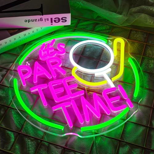 NOXET It's PAR TEE TIME Neonschilder Golf Neonschild für Wand Decor Grün Rosa LED Golf Neon Sign Dimmbare Wand Zeichen Neon Lichter Zeichen für Schlafzimmer Sportraum Mann Höhle Club Party Neon Schild von NOXET