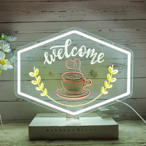 NOXET Coffee Neon Light,Coffee Neonschild Dimmbares,Kaffee Leuchtreklame Neonlicht LED Wort Neonschild für die Wand Coffee Neon Bar Schild Kaffee-Leuchtreklame Für Cafés,Kaffeestationen von NOXET