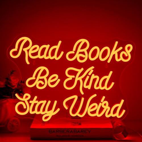NOXET Read Books Be Kind Stay Weird Neonschild rote Read LED-Neonschilder Buchstaben-Neonlichter dimmbare Lese-Neonschilder für Schlafzimmer Kinderzimmer Leseecke Klassenzimmer von NOXET
