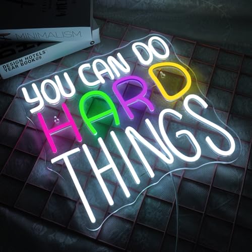 NOXET You Can Do Hard Things Neonschilder dimmbare LED-Schilder Neon Schild-Wandkunst für Kinder positive Klassenzimmer USB-Neonlicht für Schlafzimmer Klassenzimmer-Hintergrunddekoration von NOXET