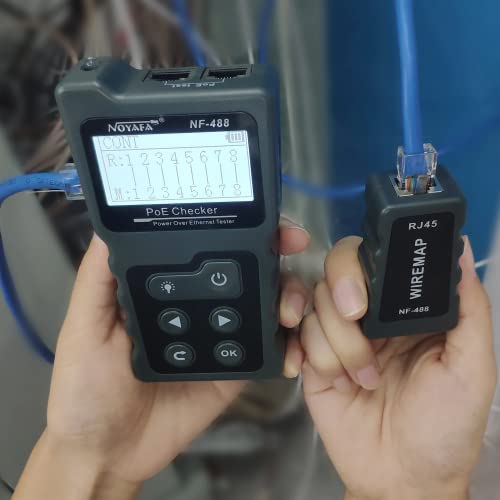 NOYAFA Cable and Network tester NF-488 NEW LCD Network PoE Checker Over The Ethernet cat5 cat6 Lan Cable Tester Loop Test Tool, Power over Ethernet (PoE) Checker Tester von NOYAFA