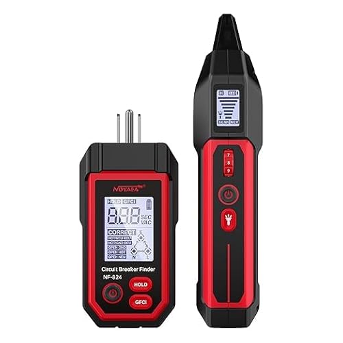 NOYAFA NF-824 Wiederaufladbarer Leistungsschalterfinder mit LCD-Display und FI-Steckdosentester,220–240 V AC-Leistungsschalterfinder,NCV-Stromkreisverfolger,einstellbare Empfindlichkeit, Taschenlampe von NOYAFA