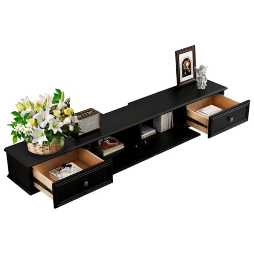 NOYHHAV Lowboard hängend Fernsehkommode Tv Cabinet for Living Room mit komode Studie,Wohnzimmer, Schlafzimmer, Esszimmer (Schwarz, 180 * 28 * 20CM) von NOYHHAV