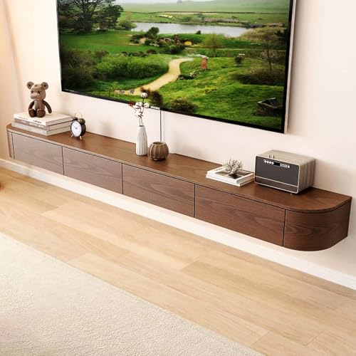 NOYHHAV TV Lowboard Massivholz Fernsehschrank mit 6 Staufächern Lowboard Hängeboard schwebend 180CM Nussbaum von NOYHHAV