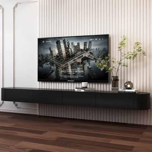 NOYHHAV TV Lowboard Massivholz Fernsehschrank mit 6 Staufächern Lowboard Hängeboard schwebend 180CM Schwarz von NOYHHAV