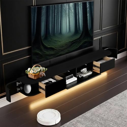 NOYHHAV TV Lowboard Massivholz Fernsehschrank mit 6 Staufächern Lowboard Hängeboard schwebend 240CM Schwarz+Licht NOYHHAV TV Lowboard Massivholz Fernsehschrank mit 6 Staufächern Lowboard Hängeboard schwebend 240CM Schwarz+Licht von NOYHHAV