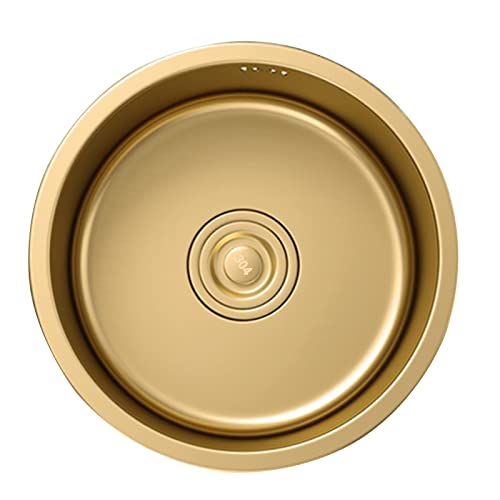 Schwarzes Runde Küchenrenovierungsbecken Rundes Einzelwaschbecken Kleines Rundes Waschbecken Für Badezimmer Gemüse Und Geschirrspülbecken Waschen 1 Becken (Gold, 30CM) von NOYHHAV