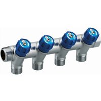 Noyon&thiebault - Verteiler mit integrierter Armatur blauer Griff männlich weiblich MF3/4' (20x27), 4 Abgänge männlich M1/2' (15x21) Scheibe zur von NOYON & THIEBAULT