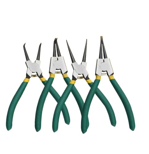 5/7/9 Zoll Sicherungsringzangen-Set, robustes Innen-/Außensicherungsringzangen-Set, gerade, gebogene Backe(7 inch 1 Set 4PCS) von NOZLIHMH