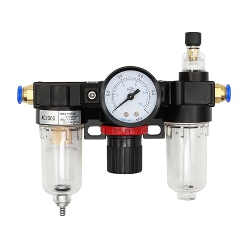 AC2000-02 1/4 "Druckregler Manometer Luftkompressorfilter Ölfeuchtigkeitsabscheider for Wasserfilter Entfeuchtung 1 Stück(PC 10mm Fitting) von NOZLIHMH