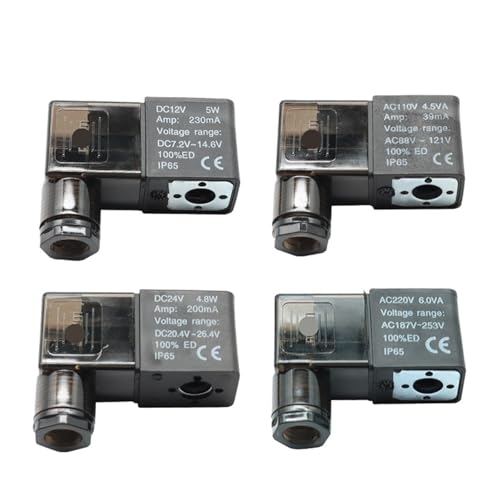 DC12V DC24V AC110V AC220V Magnetventilspule mit LED for Magnetventil 2V025 3V210 4V210 4V220 4V310 4V410 1 Stück(Led Coil 110,AC220V) von NOZLIHMH