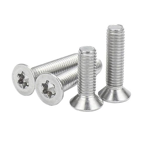 M1.4 M1.6 M2 M2.5 M3 M4 M5 M6 M8 M10 M12 304 A2-70 Edelstahl GB2673 Sechslappen-Senkkopfschraube 1/25 Stück(10mm,M6 10pcs) von NOZLIHMH