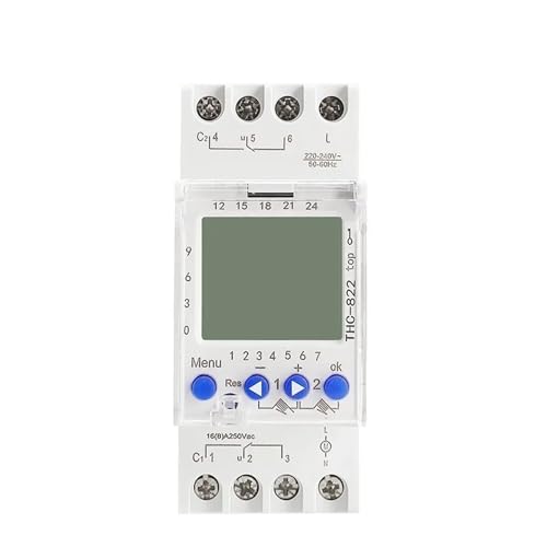Programmierbarer Timer 2-Kanal-Umschaltkontakte Digitaler Timer-Schalter mit Batterie 16A 220V 110V(THC-822-220VAC) von NOZLIHMH