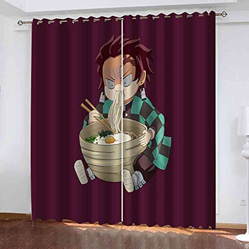 NPBSHZ Verdunkelungsvorhang Ösen 3D Gedruckt Anime-Charaktere Gardinen Geräuschreduzierende Blickdicht Wärmeisolierender Vorhang für Wohnzimmer Büro Kinderzimmer 200x160cm (B x H) von NPBSHZ