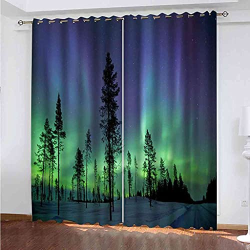 NPBSHZ Vorhang Blickdicht Wärmeisolierender Verdunkelungsvorhang mit Ösen Geräuschreduzierende Gardinen Grüne Nordlichter für Schlafzimmer Wohnzimmer küchen 2 Paneele 220x245cm NPBSHZ Vorhang Blickdicht Wärmeisolierender Verdunkelungsvorhang mit Ösen Geräuschreduzierende Gardinen Grüne Nordlichter für Schlafzimmer Wohnzimmer küchen 2 Paneele 220x245cm von NPBSHZ