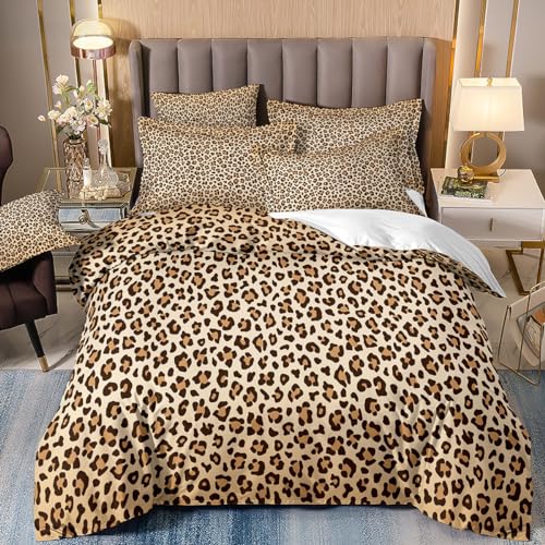 NPCEED Bettwäsche 200x200 Leopardenmuster,Buntes Leopard Bettwäsche Set für Jungen Mädchen Erwachsene,Bettwäsche Sexy Leopardenmuster mit Kissenbezug 50x75 cm (Stile4,200x200cm) von NPCEED