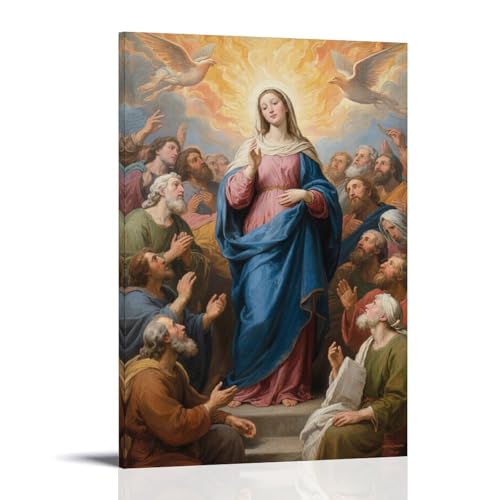 Mary on Pentecost, gefüllt mit Jüngern, moderne Wanddekoration zum Aufhängen, künstlerischer Wanddruck, 30 x 45 cm von NPEJLCIGH