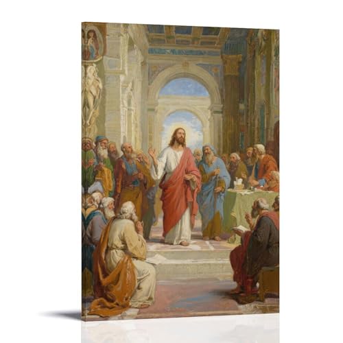 NPEJLCIGH Moderne Wanddekoration zum Aufhängen, Motiv Jesus im Tempel, sprechend mit Ältesten, künstlerischer Wanddruck, 50 x 75 cm von NPEJLCIGH