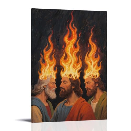 NPEJLCIGH Moderne Wanddekoration zum Aufhängen, Motiv: Flammen wie Zungen, auf Jüngerköpfen, künstlerischer Wanddruck, 50 x 75 cm von NPEJLCIGH