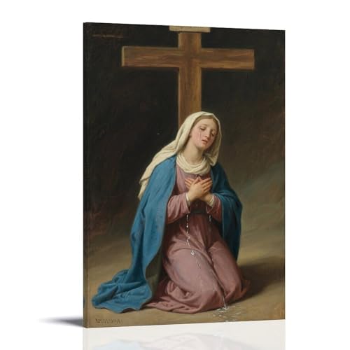 NPEJLCIGH Wanddekoration, Motiv: Maria kniende unter Kreuz, Tränen streamen, moderne Wanddekoration, künstlerischer Wanddruck, 40 x 60 cm von NPEJLCIGH