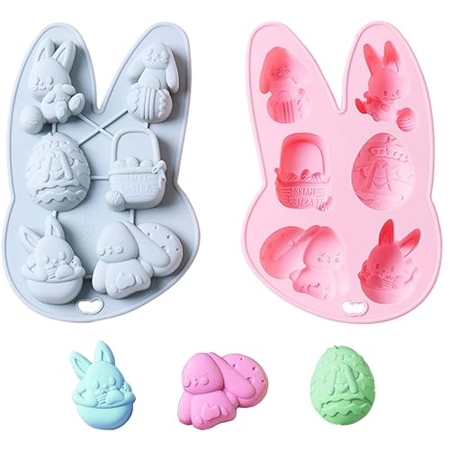 NPEX Silikonform Ostern Schokoladenform Kaninchen Ei Seifenformen Ostereier Hase Silikonformen 3D Bonbon Backform Hase Ei Silicone Mould Für Kuchen Gummy Süßigkeiten Schokolade Osterdeko von NPEX