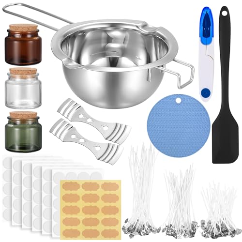 NPFVKSA Kerzen Selber Machen Set,480ml Wachsschmelztopf, 120 Kerzendocht,120kerzen Aufkleber, 3 kerzenglas Mit Deckel,Ihr Eigenes Kerzen Selber Machen NPFVKSA Kerzen Selber Machen Set,480ml Wachsschmelztopf, 120 Kerzendocht,120kerzen Aufkleber, 3 kerzenglas Mit Deckel,Ihr Eigenes Kerzen Selber Machen von NPFVKSA