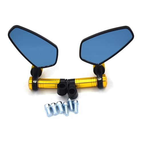 NPNGLCKCVF Motorrad Seitenspiegel Für Triumph CNC Motorrad Rückfahrleuchte Blau Anti-Glare Konvexer Spiegel Motorradspiegel(Gold) von NPNGLCKCVF