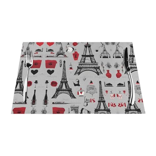 Gewebtes Tischset für Esstisch, Küche und Außenbereich, elegantes Design, leicht zu reinigende PVC-Polyester-Matte von NPOREJKNGF