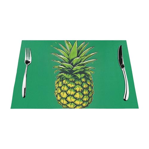 Gewebtes Tischset mit Ananas-Druck, langlebig, hitzebeständig, Tischmatte für Esstisch, Küche und Außenbereich, elegantes Design, leicht zu reinigen, PVC-Polyester-Matte von NPOREJKNGF
