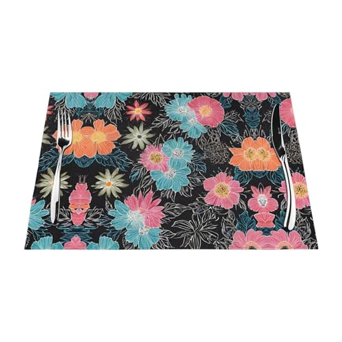 Gewebtes Tischset mit Blumenmuster, langlebig, hitzebeständig, Tischmatte für Esstisch, Küche und Außenbereich, elegantes Design, leicht zu reinigen, PVC-Polyester-Matte von NPOREJKNGF