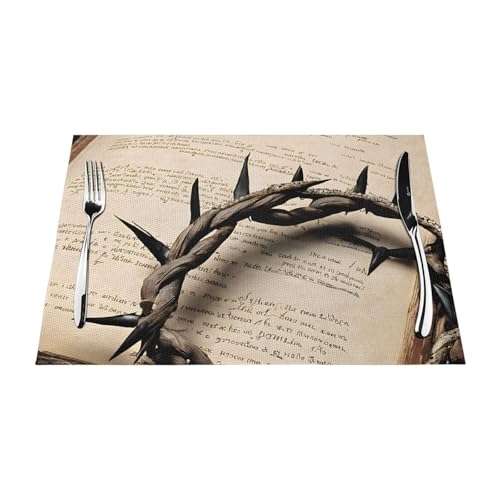 Gewebtes Tischset mit Dornenkrone, langlebig, hitzebeständig, Tischmatte für Esstisch, Küche und Außenbereich, elegantes Design, leicht zu reinigen, PVC-Polyester-Matte Gewebtes Tischset mit Dornenkrone, langlebig, hitzebeständig, Tischmatte für Esstisch, Küche und Außenbereich, elegantes Design, leicht zu reinigen, PVC-Polyester-Matte von NPOREJKNGF