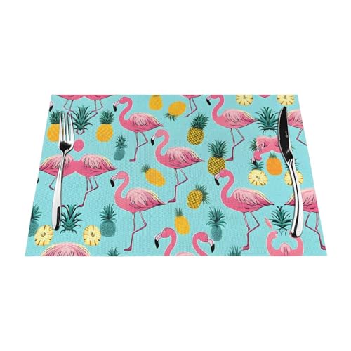 Gewebtes Tischset mit Flamingo-Druck, langlebig, hitzebeständig, Tischmatte für Esstisch, Küche und Außenbereich, elegantes Design, leicht zu reinigen, PVC-Polyester-Matte von NPOREJKNGF