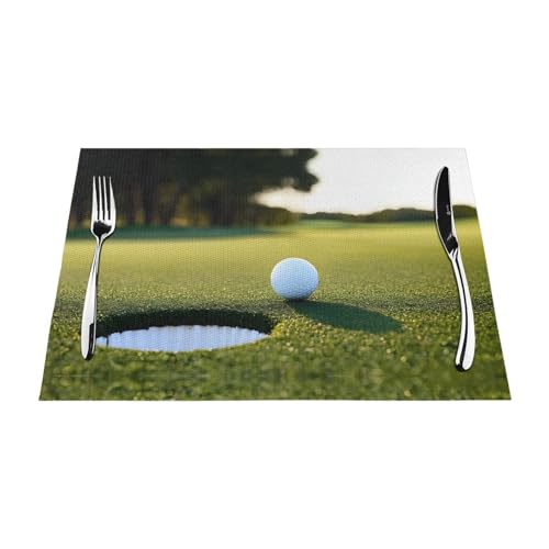 Gewebtes Tischset mit Golf-Druck, langlebig, hitzebeständig, Tischmatte für Esstisch, Küche und Außenbereich, elegantes Design, leicht zu reinigen, PVC-Polyester-Matte Gewebtes Tischset mit Golf-Druck, langlebig, hitzebeständig, Tischmatte für Esstisch, Küche und Außenbereich, elegantes Design, leicht zu reinigen, PVC-Polyester-Matte von NPOREJKNGF