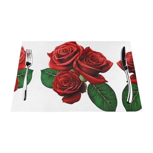 Gewebtes Tischset mit Gothic-Rosen, langlebig, hitzebeständig, Tischmatte für Esstisch, Küche und Außenbereich, elegantes Design, leicht zu reinigen, PVC-Polyester-Matte Gewebtes Tischset mit Gothic-Rosen, langlebig, hitzebeständig, Tischmatte für Esstisch, Küche und Außenbereich, elegantes Design, leicht zu reinigen, PVC-Polyester-Matte von NPOREJKNGF