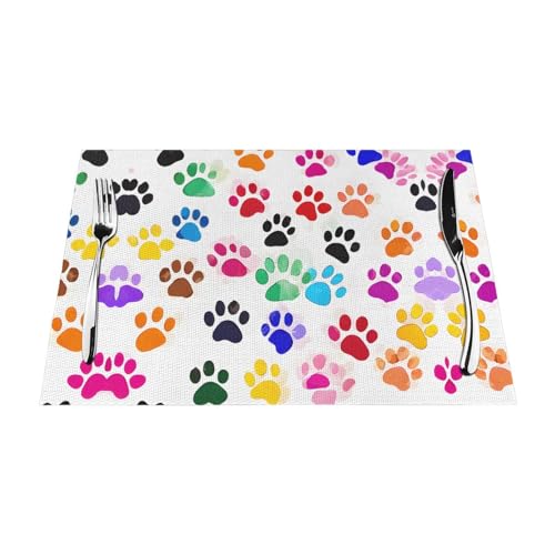 Gewebtes Tischset mit Hundeaufdruck, langlebig, hitzebeständig, Tischmatte für Esstisch, Küche und Außenbereich, elegantes Design, leicht zu reinigen, PVC-Polyester-Matte von NPOREJKNGF