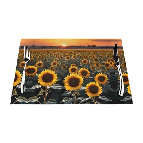 Gewebtes Tischset mit Sonnenblumen-Motiv, langlebig, hitzebeständig, Tischmatte für Esstisch, Küche und Außenbereich, elegantes Design, leicht zu reinigen, PVC-Polyester-Matte Gewebtes Tischset mit Sonnenblumen-Motiv, langlebig, hitzebeständig, Tischmatte für Esstisch, Küche und Außenbereich, elegantes Design, leicht zu reinigen, PVC-Polyester-Matte von NPOREJKNGF