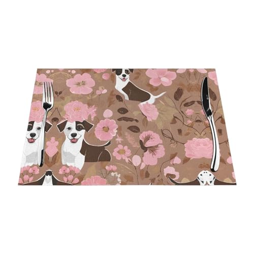 Gewebtes Tischset mit englischen Bulldoggen, langlebig, hitzebeständig, Tischmatte für Esstisch, Küche und Außenbereich, elegantes Design, leicht zu reinigen, PVC-Polyester-Matte von NPOREJKNGF
