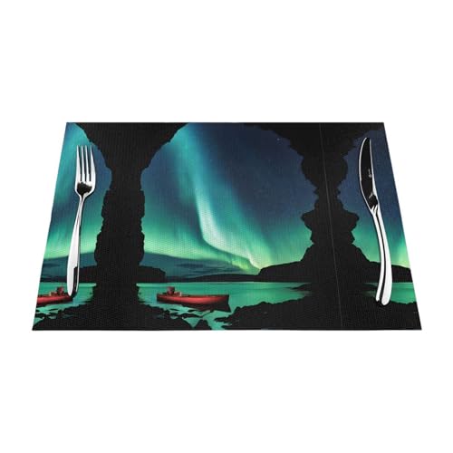 Gewebtes Tischset mit himmlischem Nachtdruck, langlebig, hitzebeständig, Tischmatte für Esstisch, Küche und Außenbereich, elegantes Design, leicht zu reinigen, PVC-Polyester-Matte von NPOREJKNGF