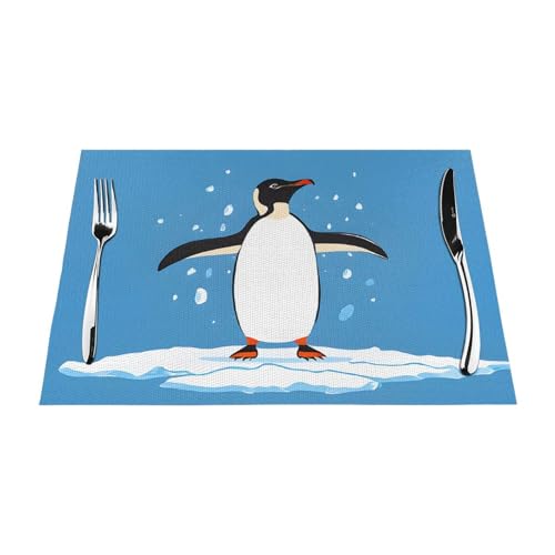 Gewebtes Tischset mit niedlichem Pinguin-Druck, langlebig, hitzebeständig, Tischmatte für Esstisch, Küche und Außenbereich, elegantes Design, leicht zu reinigen, PVC-Polyester-Matte Gewebtes Tischset mit niedlichem Pinguin-Druck, langlebig, hitzebeständig, Tischmatte für Esstisch, Küche und Außenbereich, elegantes Design, leicht zu reinigen, PVC-Polyester-Matte von NPOREJKNGF