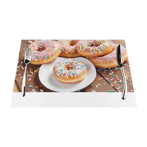 Gewebtes Tischset mit weihnachtlichem Donut-Druck, langlebig, hitzebeständig, Tischmatte für Esstisch, Küche und Außenbereich, elegantes Design, leicht zu reinigen, PVC-Polyester-Matte Gewebtes Tischset mit weihnachtlichem Donut-Druck, langlebig, hitzebeständig, Tischmatte für Esstisch, Küche und Außenbereich, elegantes Design, leicht zu reinigen, PVC-Polyester-Matte von NPOREJKNGF